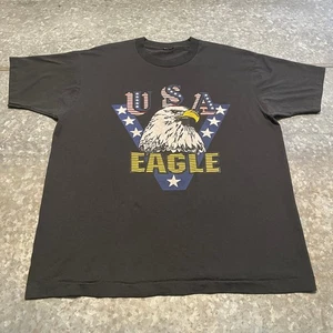 Vintage USA American Eagle Single Stitch Shirt Mens XL Black Stars 90s Patriotic - Picture 1 of 10