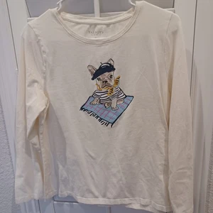 Top Talbots Mujer Crema Manga Larga Bulldog Francés Petites LP - Imagen 1 de 2