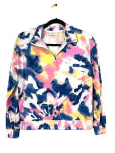 Bobbie Brooks Sweatshirt Womens Small Multicolor Tie Dye Quarter Zip Pullover - Picture 1 of 8