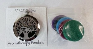 New Silver Tree of Life Aromatherapy Essential Oil Diffuser Pendant Locket - Picture 1 of 4