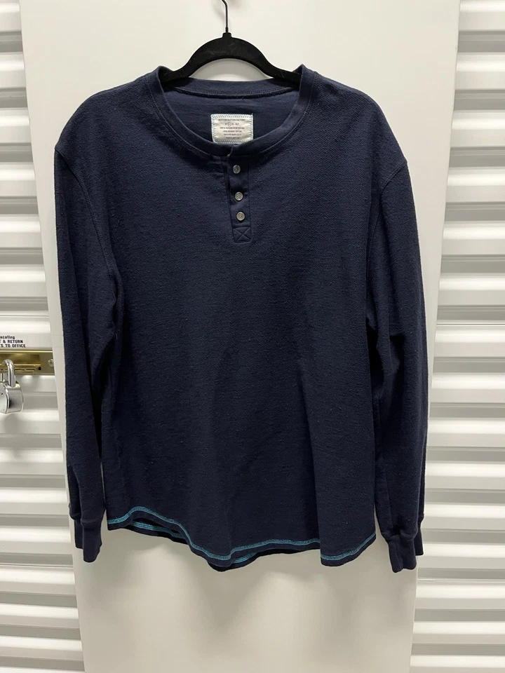 Boston Button Factory Men’s Henley Size Large Double Knit French Terry USA - Image 1 of 4