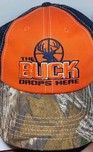 REALTREE LOGO ORANGE CURVED CAMO BILL ADJUSTABLE HAT CAP OUTDOOR HUNTING - Picture 1 of 2