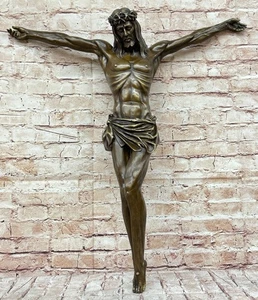 Nuovo Crocifisso Cristiano Cattolico Bronzo Massiccio Autentico Gesù Cristo Statua da Parete Ar - Foto 1 di 10