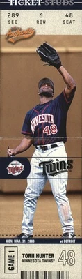 2003 Fleer Authentix Ticket Studs #3 Torii Hunter - BB - Image 1 of 2