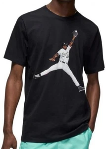 NWT Nike Air Jordan Flight MVP Jumpman Baseball Barons Black T Shirt Sz M FN5990 - Picture 1 of 3