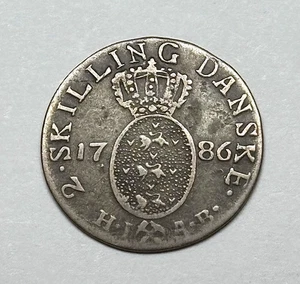 1786 Denmark - BI 2 Skilling, KM-255. - Picture 1 of 2