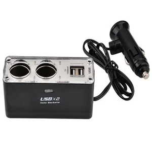 Adaptateur Secteur Prise Allume-Cigare Voiture 12V 2 Voies Double Port USB Chargeur - Photo 1 sur 6