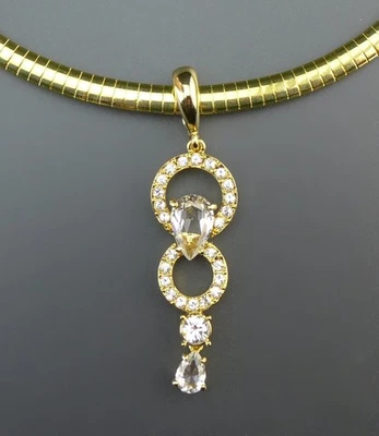 Collar de cadena Omega Nolan Miller Glamour Cristal Lágrima Oro Potenciador/Colgante Foto 1 de 3