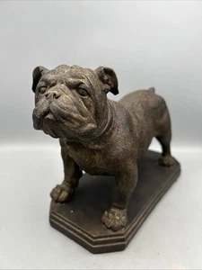 Vintage Englische Bulldogge Figur Statue braun geschnitzt Holzoptik Resin - Bild 1 von 7