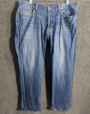 Lucky Jeans Mens 38X30 Blue 361 Vtg Straight Distressed Workwear Chore Denim - Image 1 of 4
