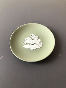 Wedgwood Jasperware Sage Green Trinket Dish Pin Dish Round Chariot Rare