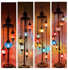 New Customisable Turkish Moroccan Style Handmade 3/5/7/9 Glass Floor Lamp - Picture 1 of 9