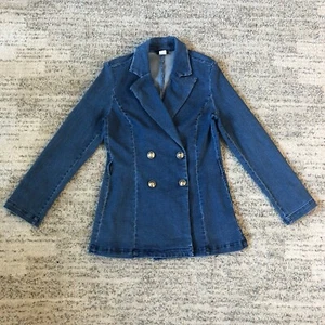 Giacca blazer Venus denim doppiopetto bottoni oro aderente donna taglia 8 - Foto 1 di 8