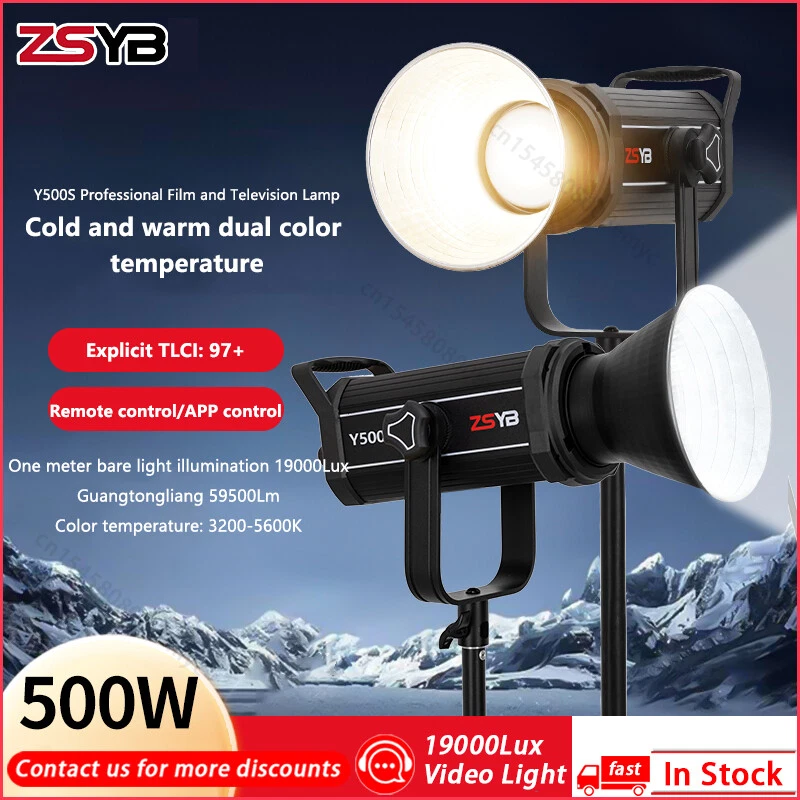 ZSYB Y500D Y500S 500W Video Light COB Light Bi-color 3200K-5600K Photography DHL - Image 1 of 4