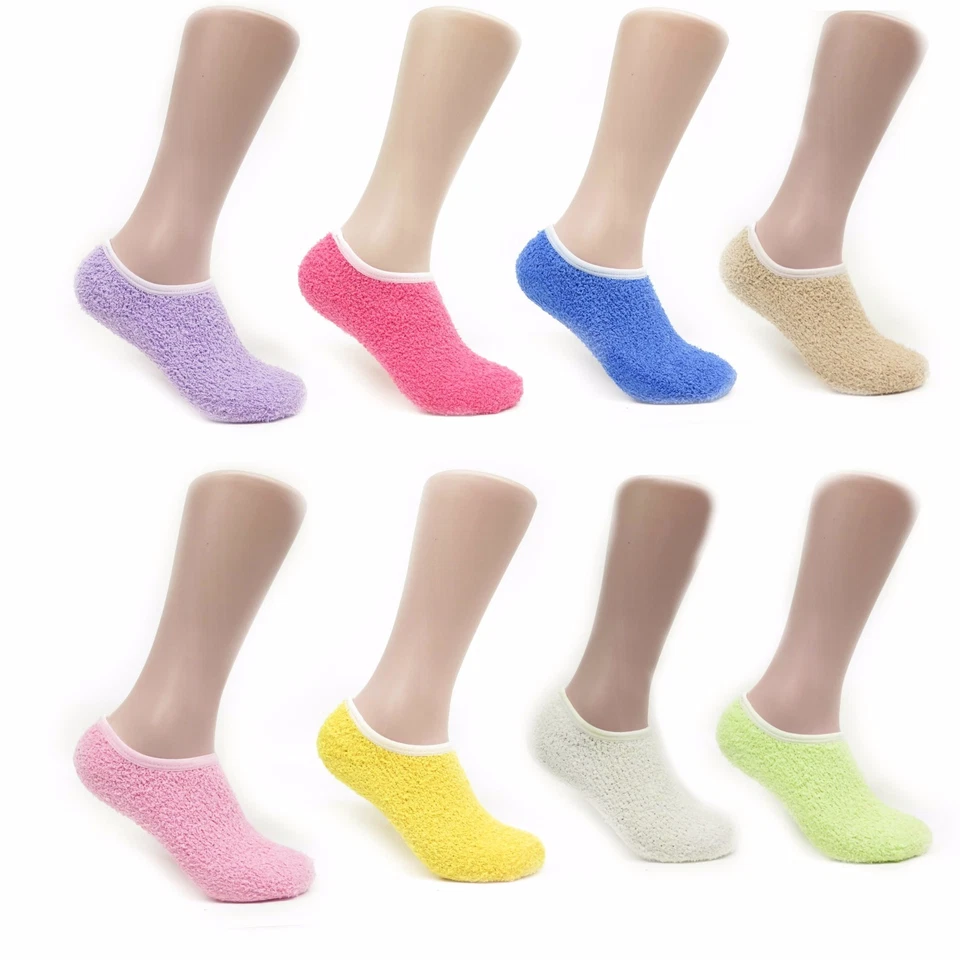 Lote al por mayor de 240 pares de calcetines tobilleros suaves borrosos coloridos para mujer con agarre Foto 1 de 1