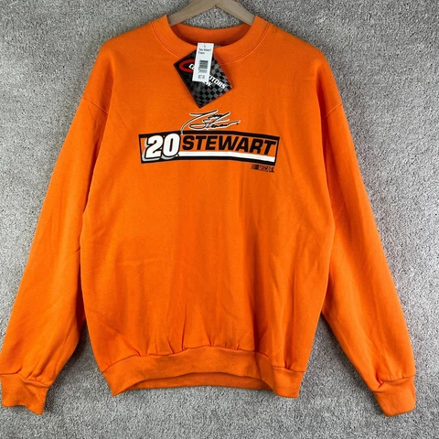 VINTAGE Nascar Sweatshirt Mens XL Orange Crewneck Home Depot Tony Stewart Logo Cover