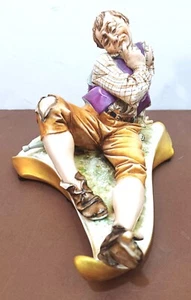 VINTAGE SIGNED L. MOTTA ARTISTIC ART ITALY CERAMIC PORCELAIN FIGURINE DRUNKARD - Picture 1 of 8