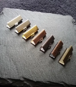 13mm 1/2" Wide Ribbon Crimp End Tips Clamps 13x8mm Findings Crimps 30 or 100 UK - Picture 1 of 9