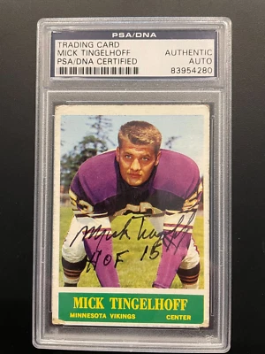 Mick Tingelhoff Signed 1964 Philadelphia Rookie Card w/ "HOF 15" PSA/DNA Auth - Image 1 of 3