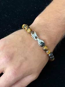 David Yurman Men's Tiger's Eye Spiritual Beads Bracelet in Sterling Silver 8mm - Picture 1 of 4