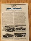 AMC130 Article American Motors 1985 AMC Renault Cherokee Alliance Eagle 10/84 2p