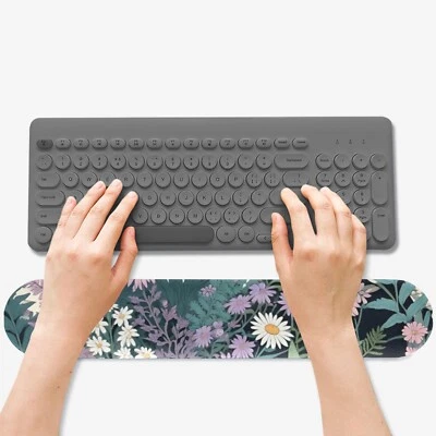Green Wildflower Keyboard Wrist Rest Computer Gaming Office Accessory Gift - Image 1 of 4