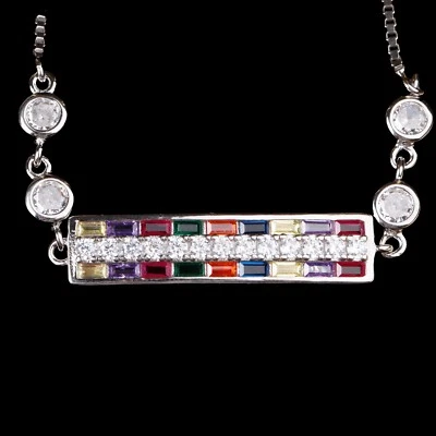 Exquisite Multi Zircon Wedding Charm Bracelet 925 Sterling Silver Jewelry - Image 1 of 4