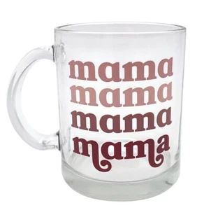 Mama, Mama, Mama, Mama 18 oz Mug - Clear - Purple lettering - Mom - Coffee - Picture 1 of 3