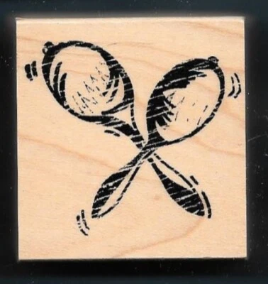 MARACAS SHAKERS Music Home Decor Limited Edition CLUB SCRAP wood CRAFT STAMP Foto 1 de 3