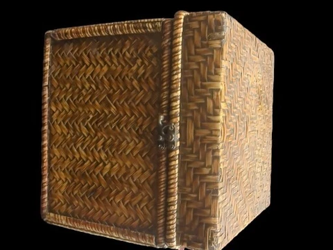 WOVEN WICKER Small Chest Lidded Filing Box Storage Cube 11x11x11 Nice Basket Cover
