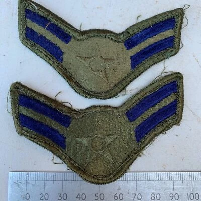 Pair of United States Air Force Rank Chevrons Olive Green -- Airmen First Class - Image 1 of 4