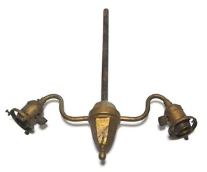 LAMPADARIO VINTAGE OTTONE GOCCIA 2 LUCI GOCCIA INTERRUTTORE A PALETTE PRESE PARALUME - Foto 1 di 16