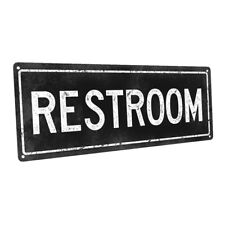 Black Restroom Metal Sign; Wall Decor for Bath or Laundry