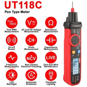UNI-T UT118C Pen Type Digital Multimeter Volt Tester 6000Bits TRMS NCV/Live Test - Picture 1 of 14