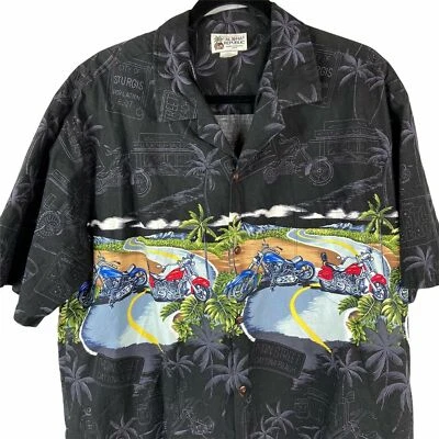 Camisa Hawaiana De Colección Aloha Republic Para Hombres XL Florida Playas Chopper Negra Foto 1 de 4