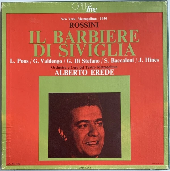 RARE "BARBER OF SEVILLE" BOX 3LP MADE IN ITALY (CETRA) DI STEFANO & PONS 1976 - Image 1 of 1