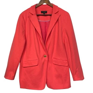 Talbots Women One-Button Blazer Size 18W Pink Lined Collared Cotton Long Sleeve - Picture 1 of 12