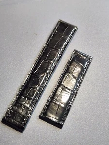 Genuine OEM Cartier 18/16mm Black Shiny Leather Déployant Strap - Ref: KD25ZP40 - Picture 1 of 3