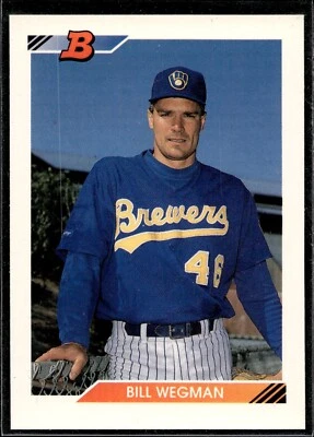 1992 Bowman #447  Bill Wegman Brewers - Image 1 of 2