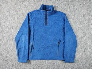 Vintage L.L.Bean Fleece Pullover Men's Large Blue Polartec Snap Sweater Jacket - Picture 1 of 11