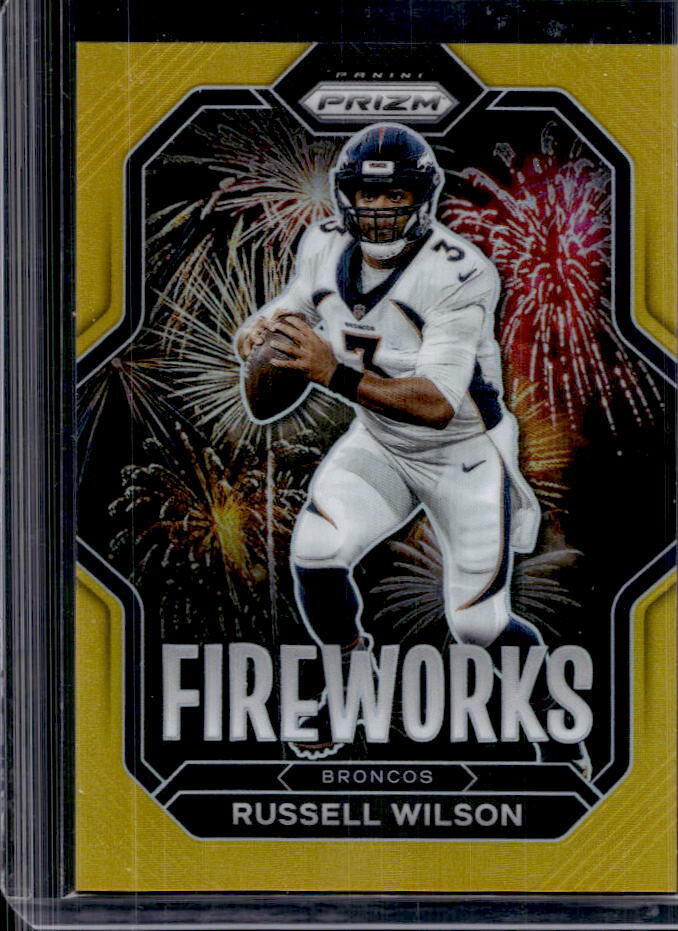 2022 Panini Prizm Russell Wilson Fireworks Gold Prizm #06/10 Denver Broncos