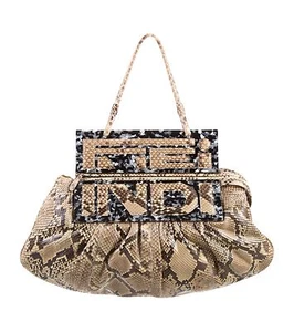 FENDI Brązowa TORBA POKAZOWA ZE SKÓRY WĘŻA PYTHON TO YOU HOBO / KOPERTÓWKA DETALICZNA 5 040 USD - Zdjęcie 1 z 12