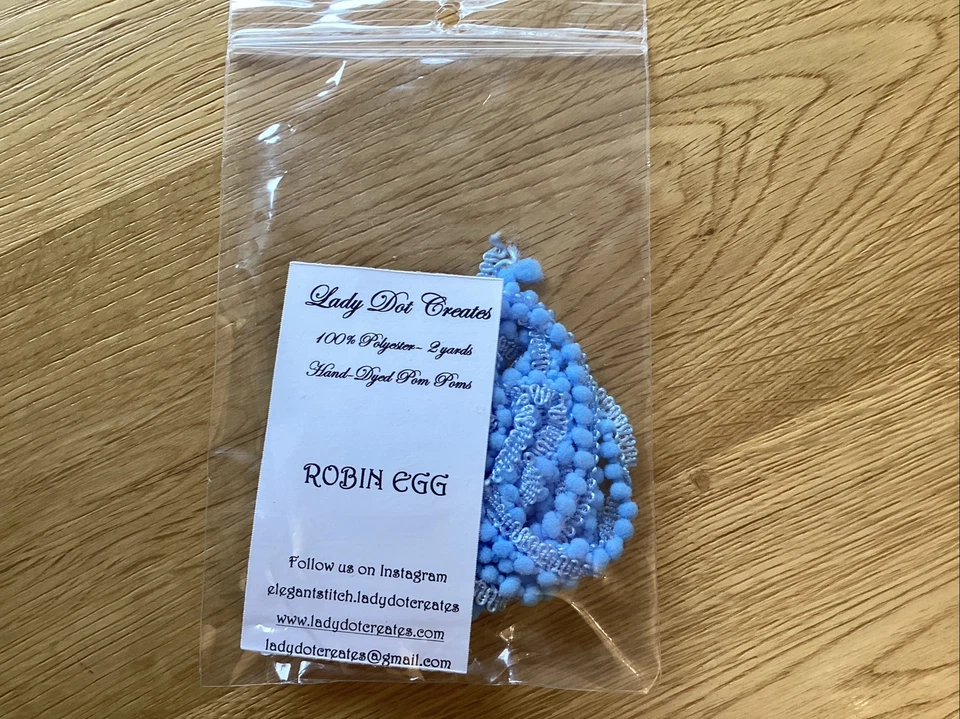 Robin Egg  Hand Dyed Pom Pom Trim By Lady Dot Creates - Image 1 of 1