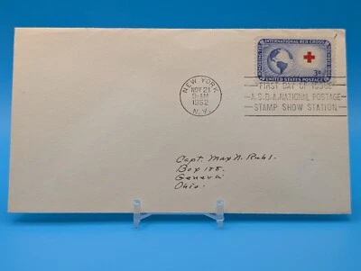 1952 Red Cross FDC 3c Stamp New York NY ASDAN Stamp Show to Geneva OH - Image 1 of 3