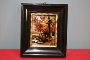 Enamel Mini Painting Picture "Limoges"-France Wood Frame Signed F.J.Carmona *2 - Picture 1 of 6