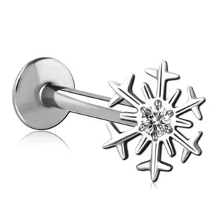 Micro labret titane Flocon strass vis interne - Foto 1 di 3