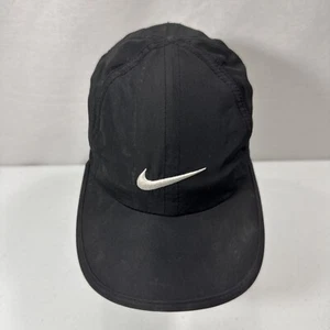 Nike Black Hat Cap Strap Back Featherlight Dri-Fit Youth 4-7 Swoosh Running - Picture 1 of 9
