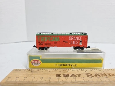 Model Power 3726 N Scale Tropicana TPIX 106 Reefer Car Orange LN/Box - Image 1 of 4