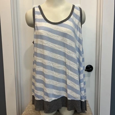 Camiseta sin mangas Calvin Klein Performance para mujer a rayas con cierre trasero talla 1X azul blanco Foto 1 de 4