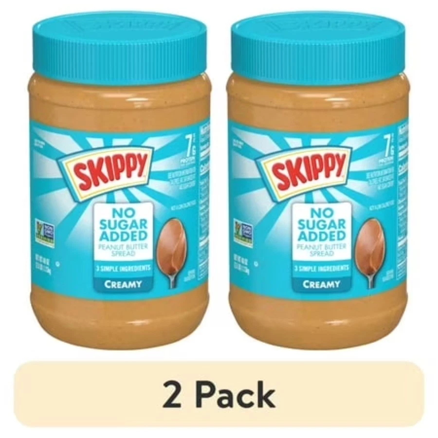 (2 pack) SKIPPY No Sugar Added Creamy peanut butter spread Shelf-Stable